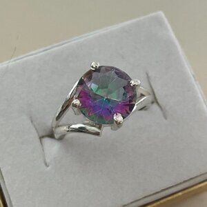 Mystic Topaz 925 Sterling Silver Ring, Size 7